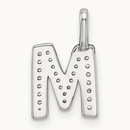 Diamond Letter M Initial Pendant, 14K White Gold
