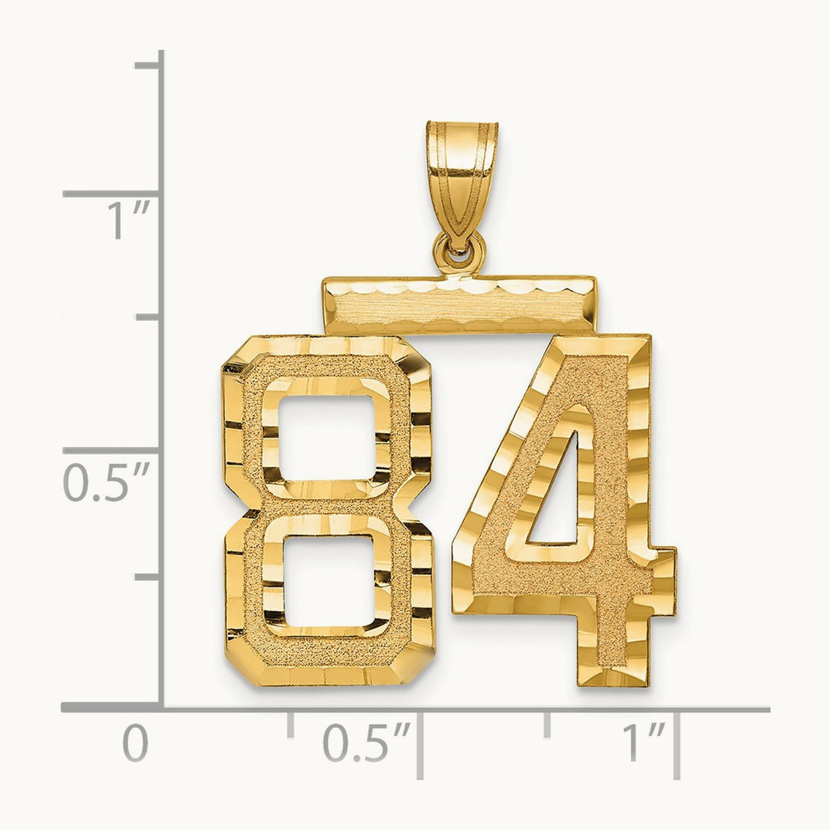 Large Brushed Diamond-cut Number 84 Charm, 14K
