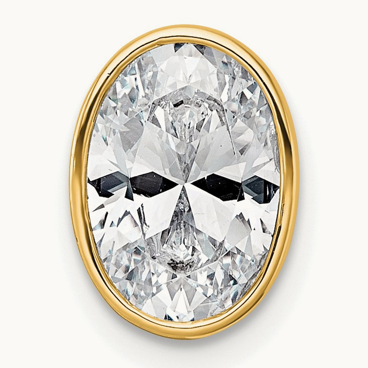 Oval Bezel Set Chain Slide Pendant, 0.25-3.00 ct tw Lab-Grown Diamond — 2 ct, 14K Yellow Gold