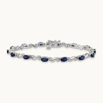 Diamond and Sapphire Bracelet, 14K White Gold