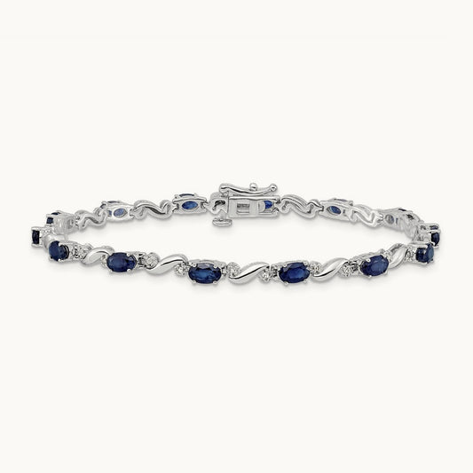 Diamond and Sapphire Bracelet, 14K White Gold