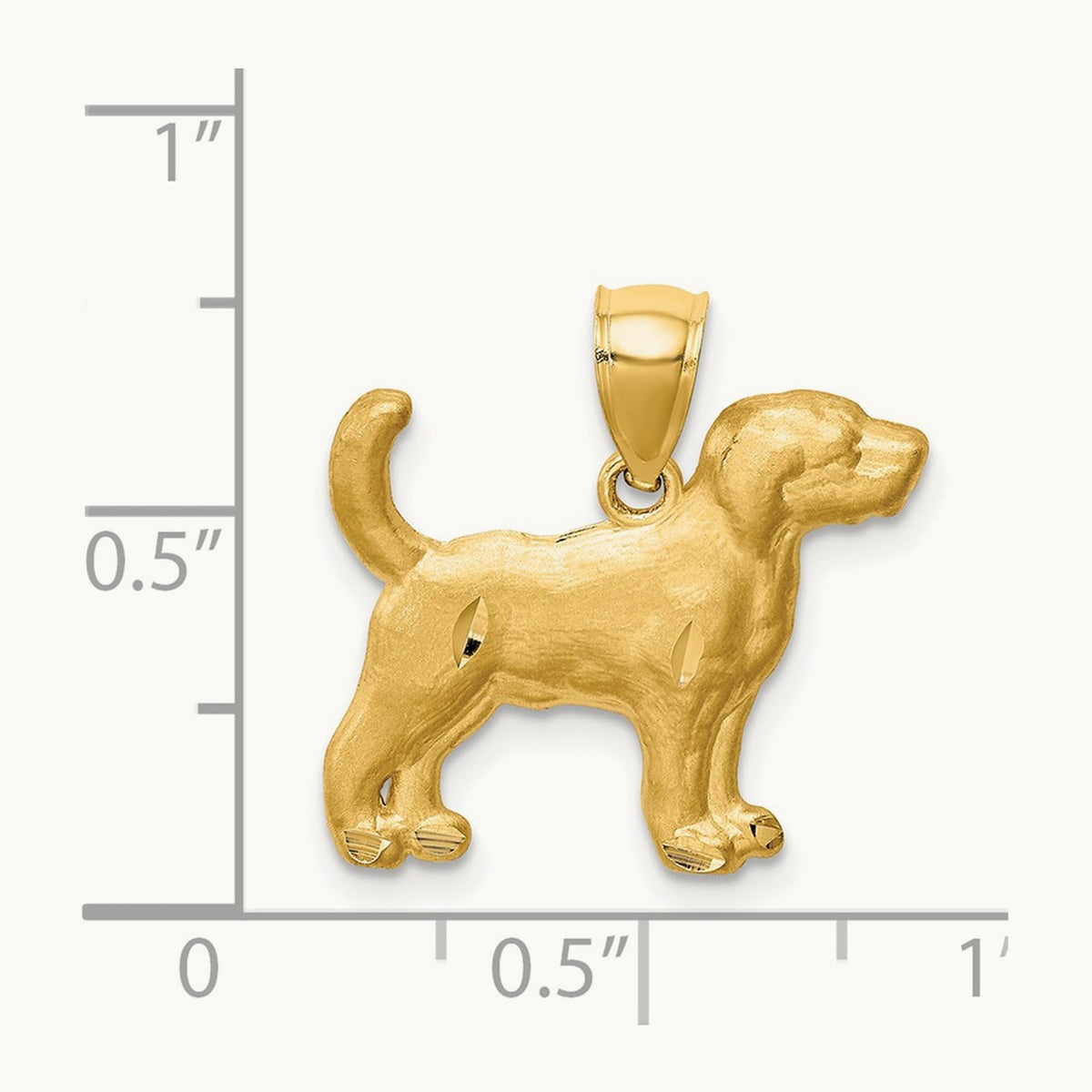 Diamond-cut Beagle Pendant, 14K