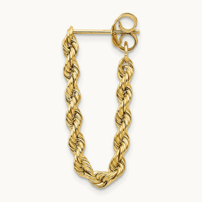 Single 14K Hollow Rope Earring