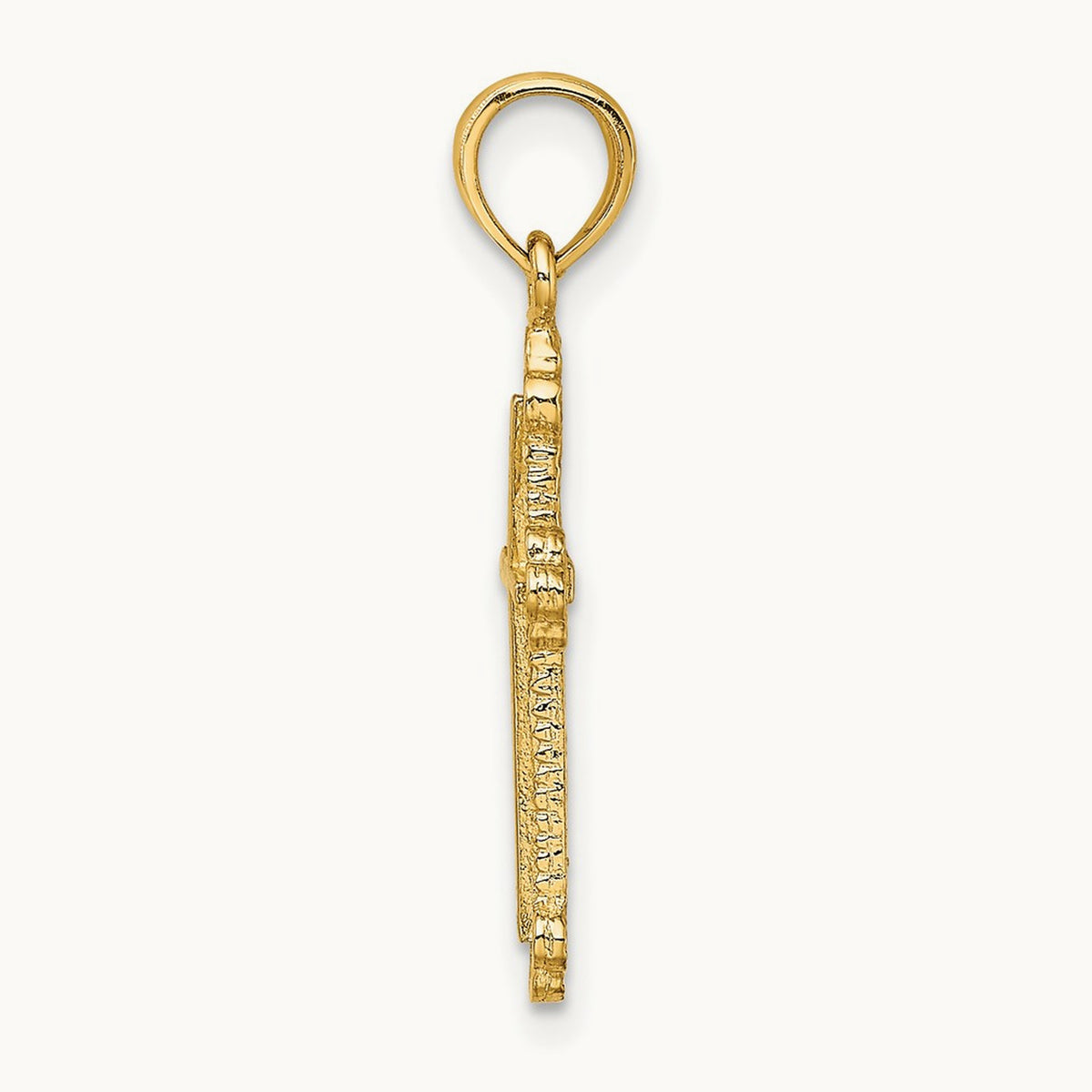 Cross W/ Spade Tip Edges Charm, 14K