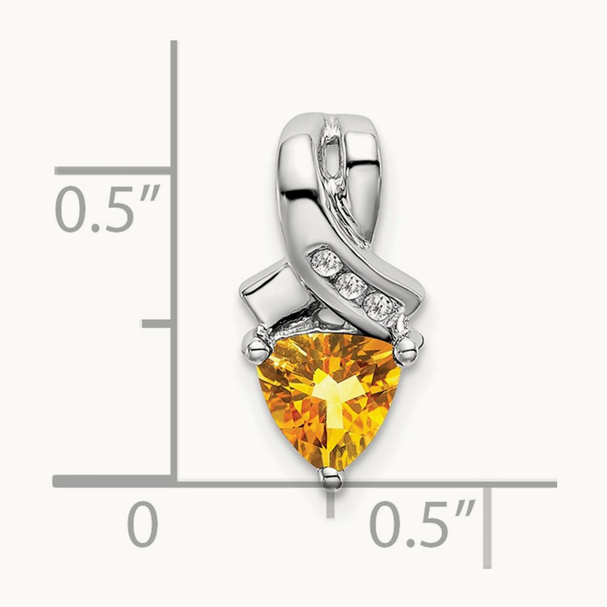 Trillion Citrine and Diamond Pendant — 14K White Gold