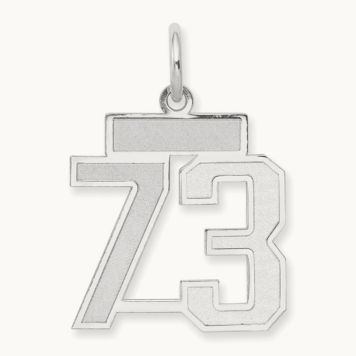Small Satin Number 73 Charm, 14K White Gold