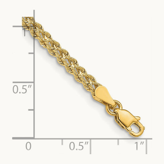 Wide Double Strand Rope Bracelet, 14K