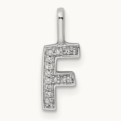 Diamond Letter F Initial Pendant, 14K White Gold