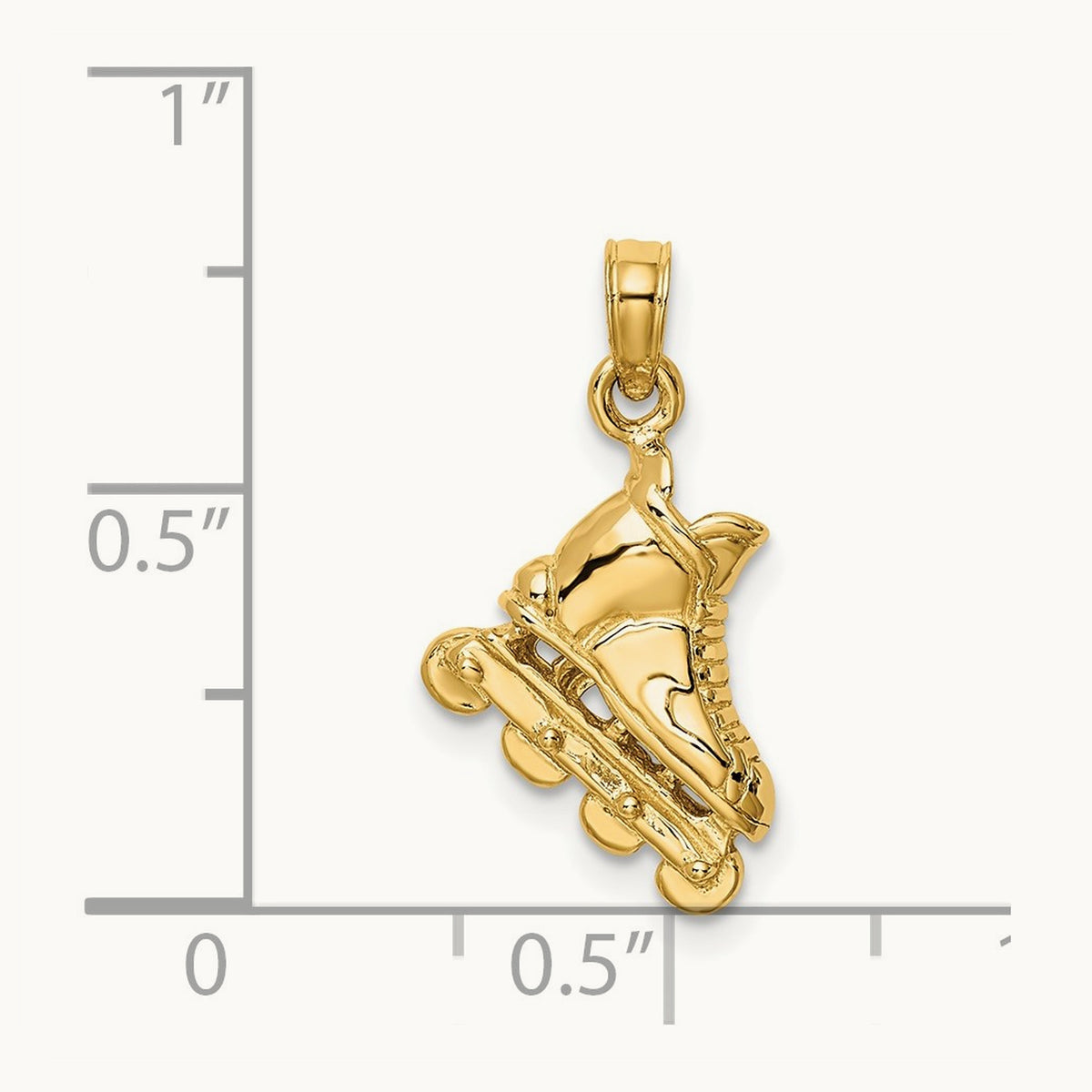 Solid Polished 3-D Rollerblade Charm, 14K