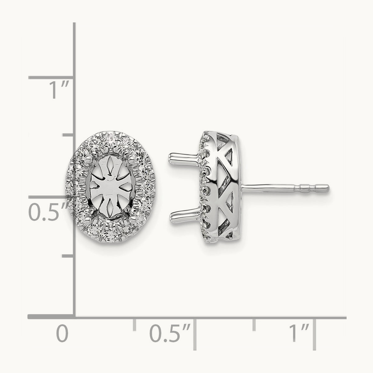 Oval Semi-Mount Halo Post Earrings, 0.50 ct tw Lab-Grown Diamond