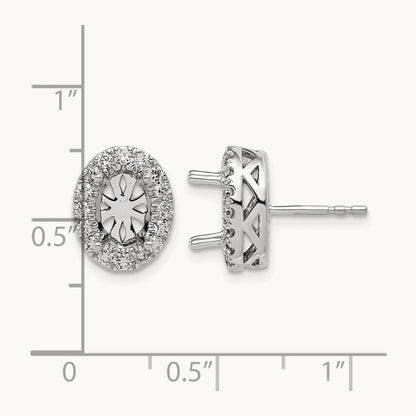 Oval Semi-Mount Halo Post Earrings, 0.50 ct tw Lab-Grown Diamond