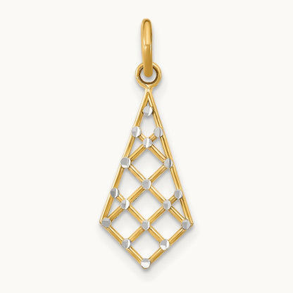 w/Rhodium D/C Small Criss-Cross Charm, 14K