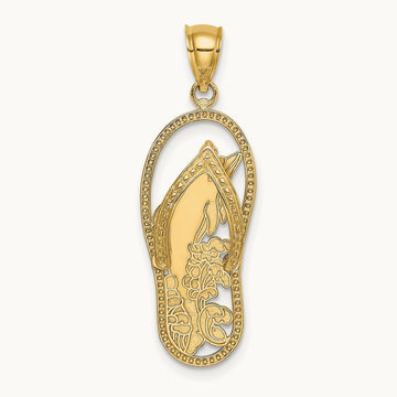 Polished Dolphin Flip-Flop Charm, 14K