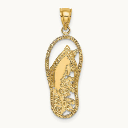 Polished Dolphin Flip-Flop Charm, 14K