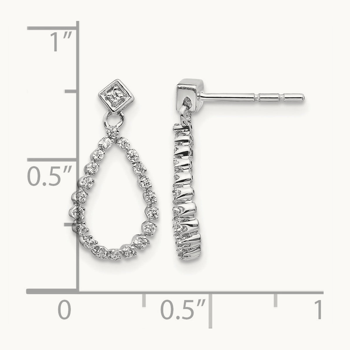 Diamond Teardrop Post Earrings, 14K White Gold