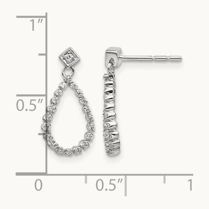 Diamond Teardrop Post Earrings, 14K White Gold