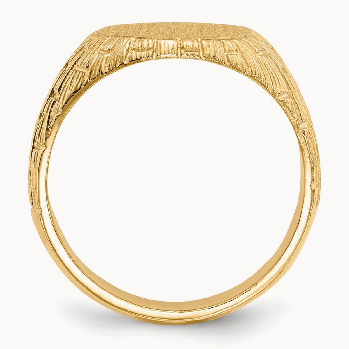 12.0x15. Closed Back Mens Signet Ring, 0mm, 14K