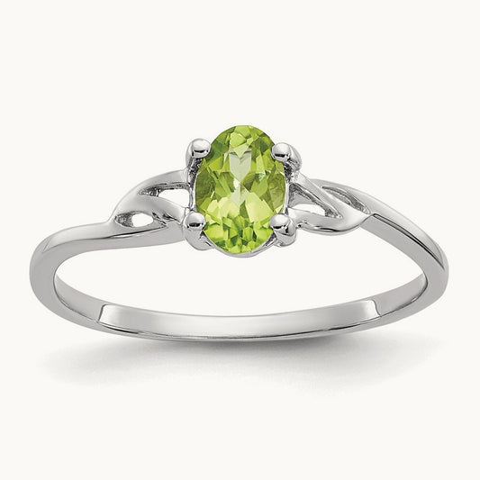 Peridot Birthstone Ring, 14K White Gold