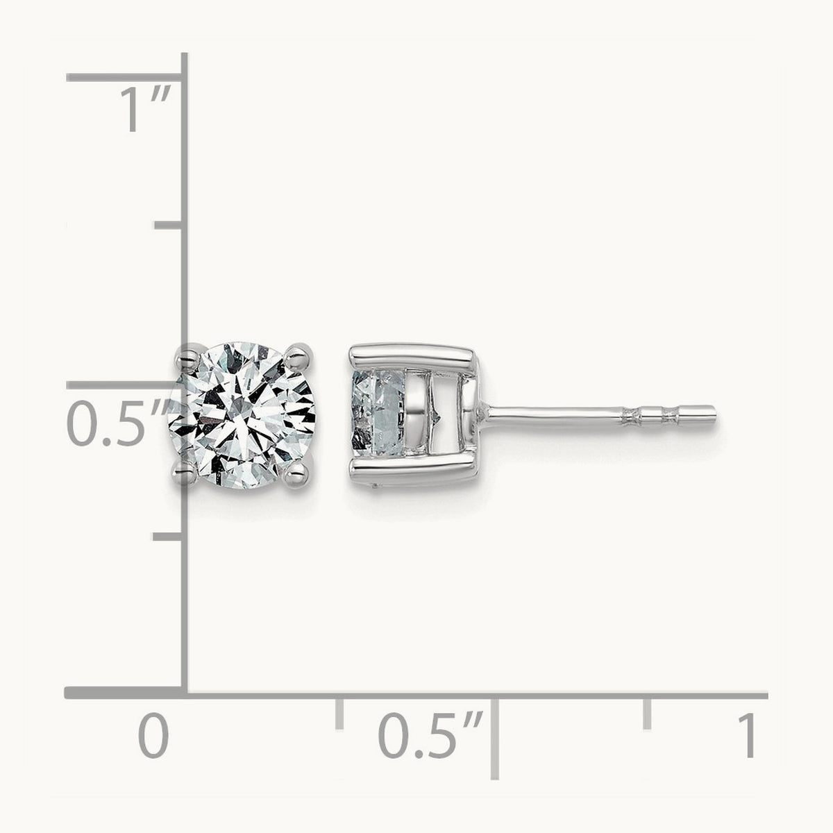 Round Lightweight Earrings, 0.25-6.00 ct tw Lab-Grown Diamond — 1 1/2 ct, 14K White Gold
