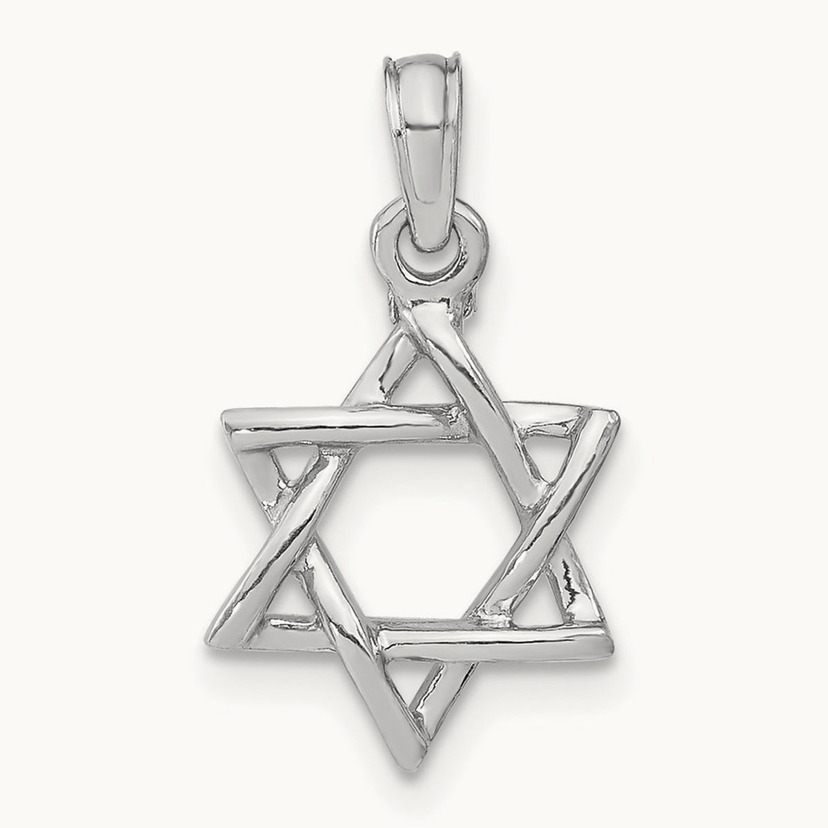 Polished Star Of David Charm — 14K White Gold, 18.4mm