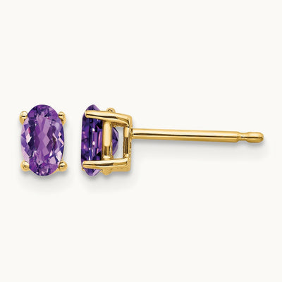 5x3mm Oval Amethyst Earrings, 14K