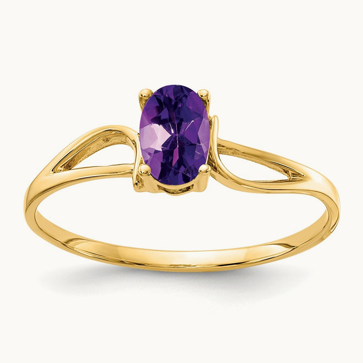6x4mm Oval Amethyst ring, 14K