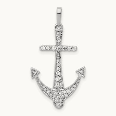 1/4ct. Diamond Anchor Pendant, 14K White Gold