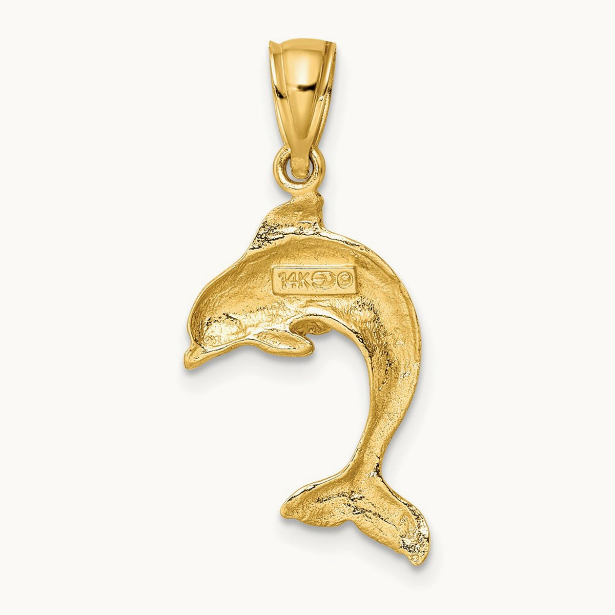 2-D Polished Dolphin Jumping Charm, 14K