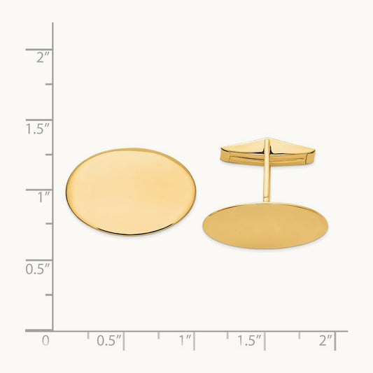 Men's Oval Cuff Links — 14K Yellow Gold