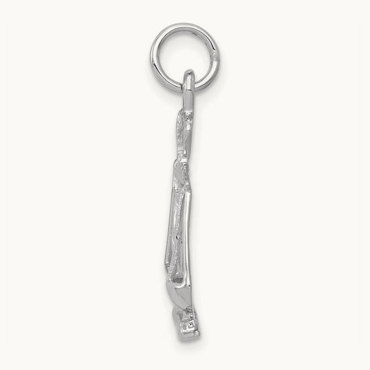 Polished Scales of Justice Charm, 14K White Gold