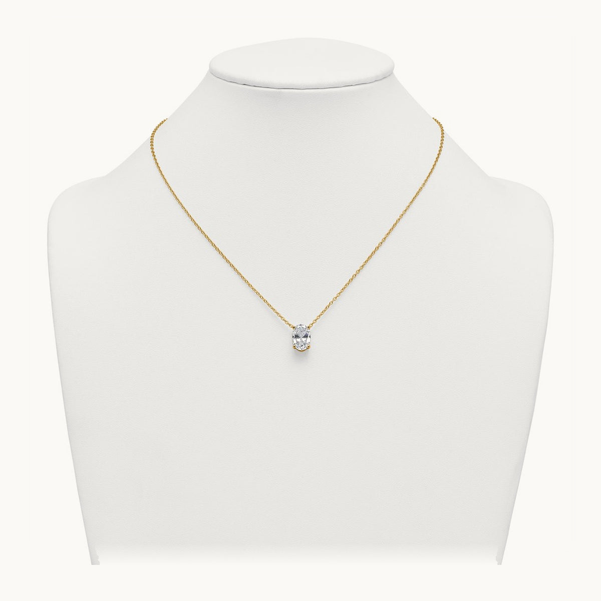 Oval Pendant Necklace, 0.25-4.00 ct tw Lab-Grown Diamond — 4 ct, 14K Yellow Gold