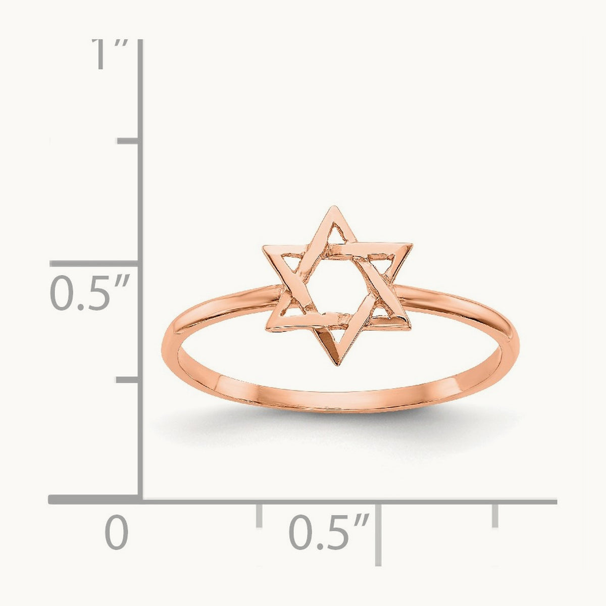 Polished Star of David Ring — 14K Rose Gold