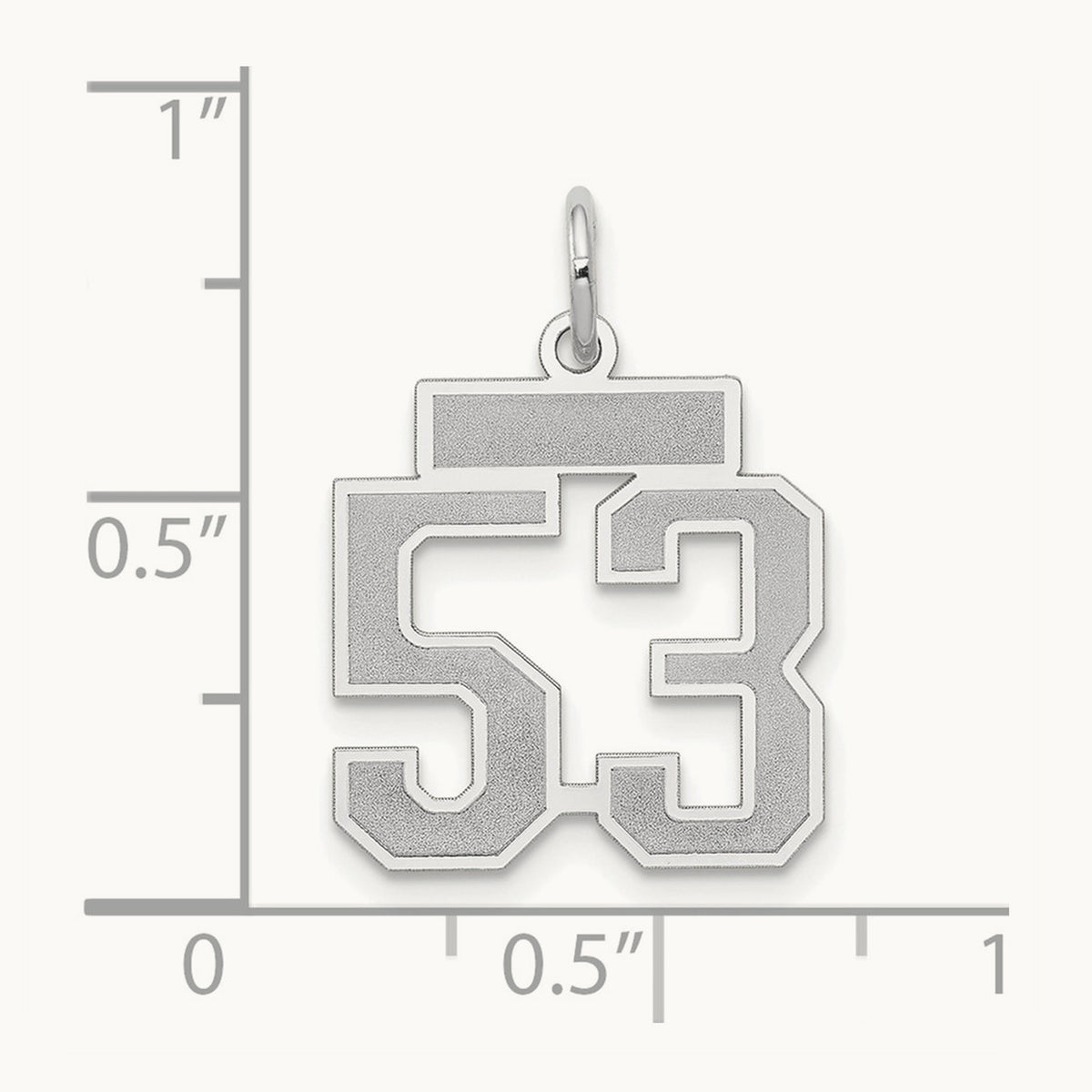 Small Satin Number 53 Charm, 14K White Gold
