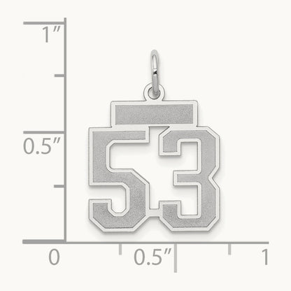 Small Satin Number 53 Charm, 14K White Gold