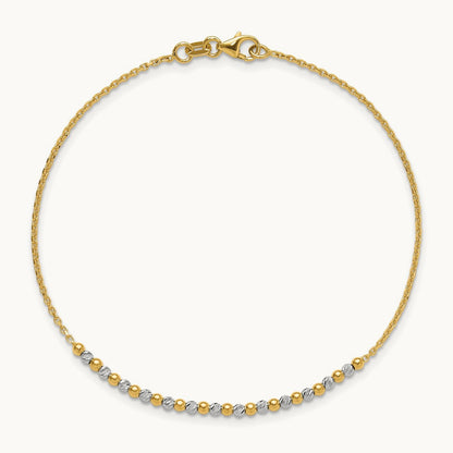 Diamond-cut Beaded 7.5in Bracelet, 14K Two-tone