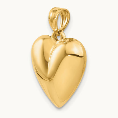 Polished 3-D Puffed Heart Pendant, 14K
