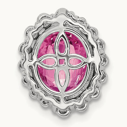 Created Pink Sapphire Chain Slide, 0.50 ct tw Lab-Grown Diamond