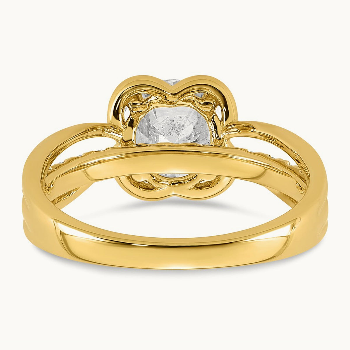Certified Round Center Lab Grown Diamond VS+ F+ Ring, 14K Yellow Gold