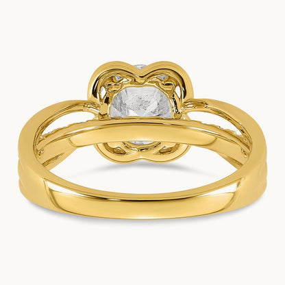 Certified Round Center Lab Grown Diamond VS+ F+ Ring, 14K Yellow Gold