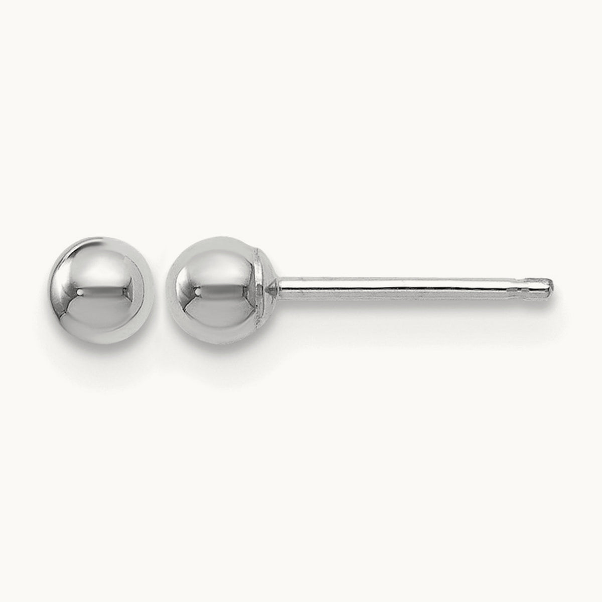Polished Ball Post Earrings — 14K White Gold, 3mm