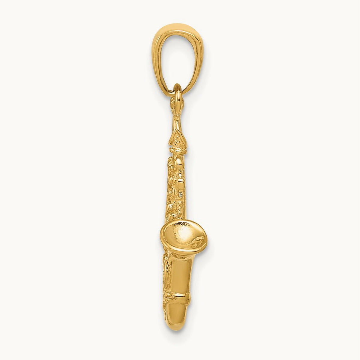 3-D Saxophone Pendant — 14K Yellow Gold