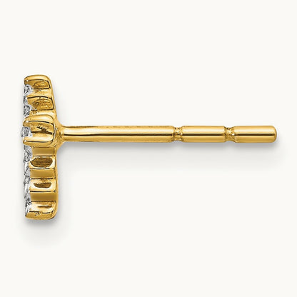 Single 14k w/Rhodium Diamond Cross Post Earring