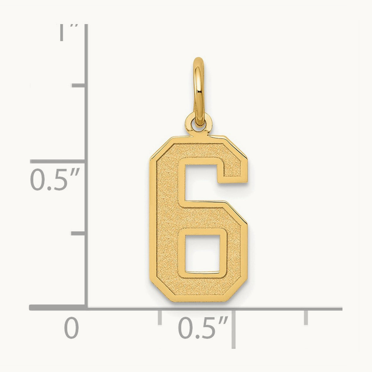 Medium Satin Number 6 Charm — 14K Yellow Gold