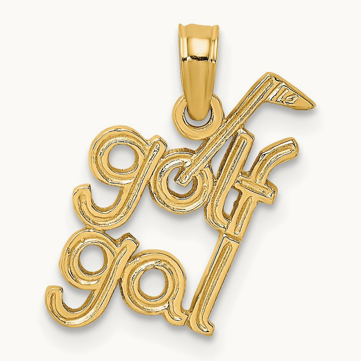 Solid Polished GOLF GAL Charm, 14K