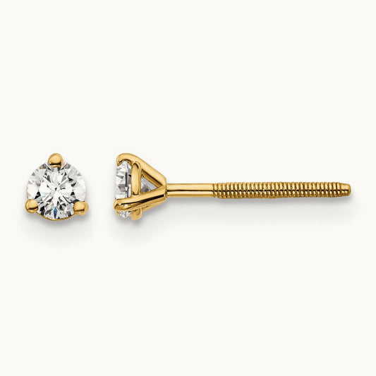 Round Screwback Earrings, 1/5-6 ct Lab-Grown Diamond — 14K Yellow Gold