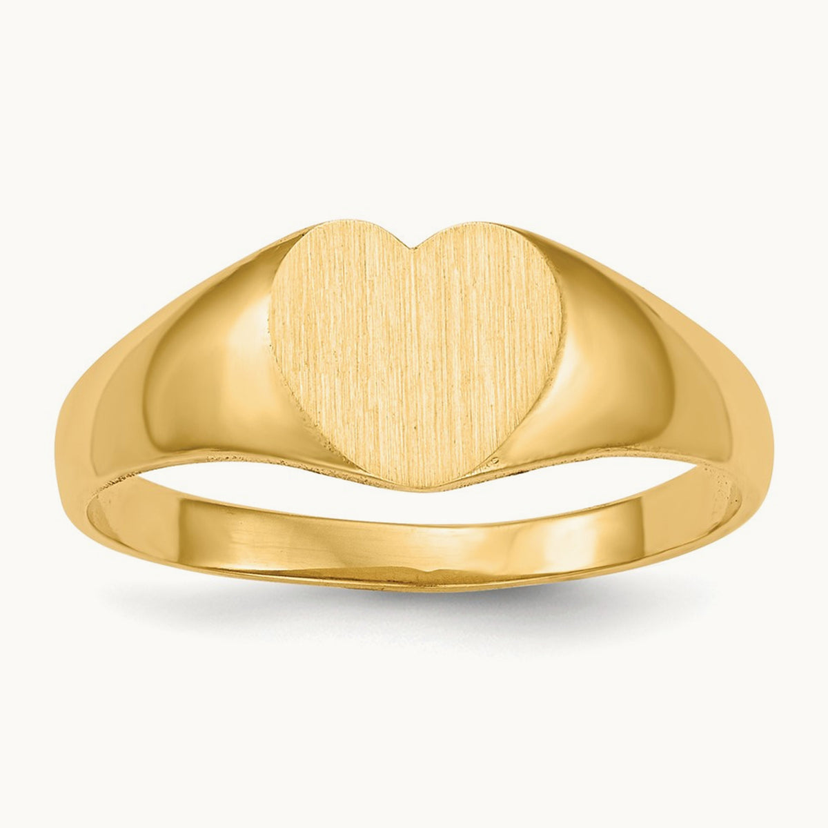 Closed Back Heart Signet Ring — 14K Yellow Gold, 8.0x6.5mm, 5