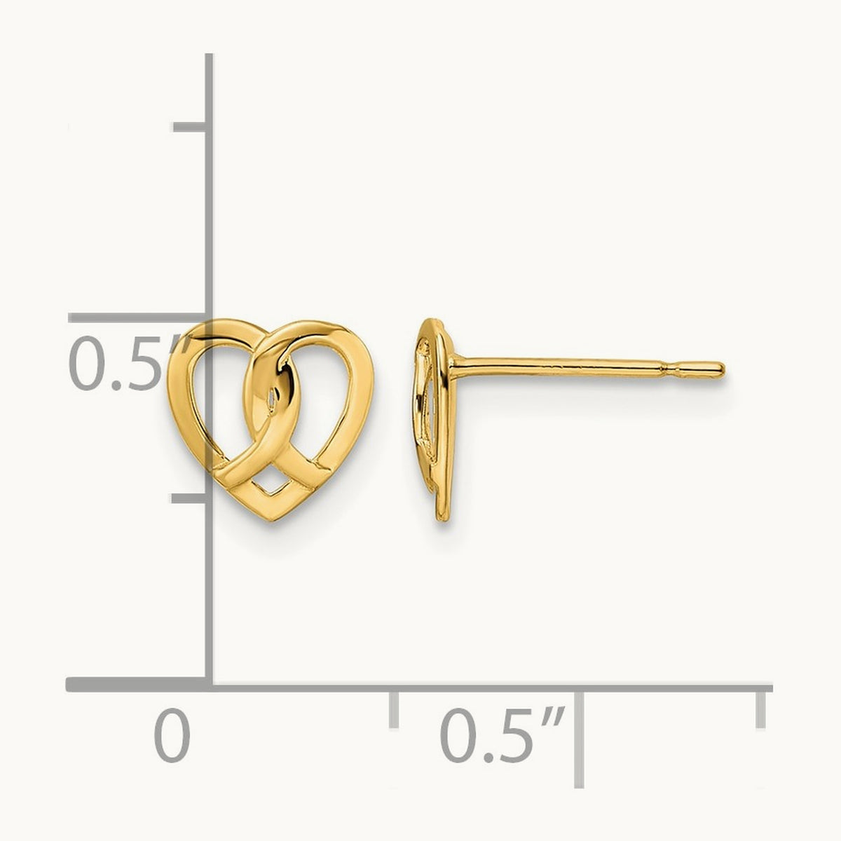 Heart Post Earrings, 14K