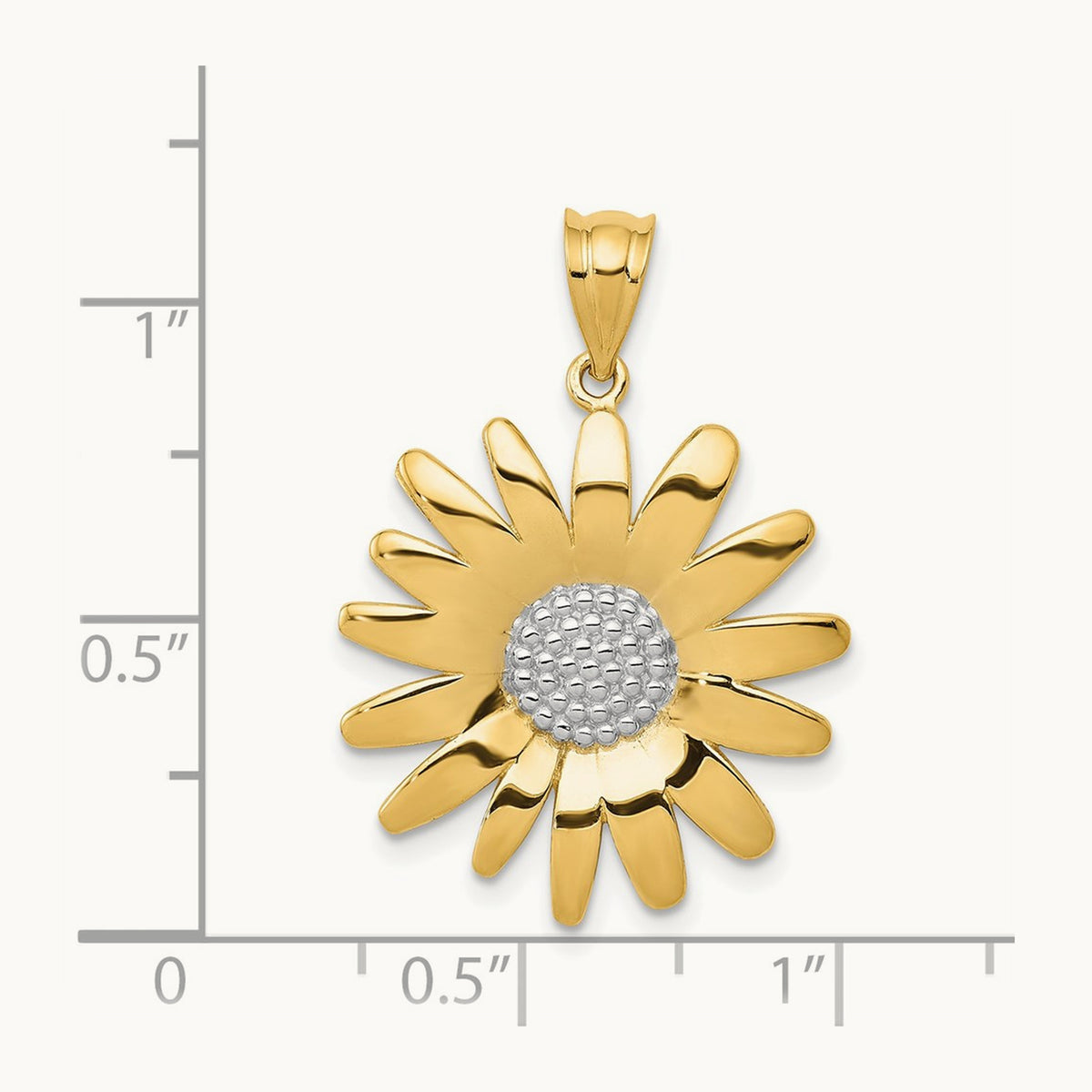 w/Rhodium Sunflower Pendant, 14K