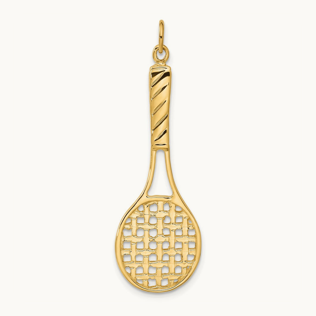 3D Tennis Racquet Pendant, 14K