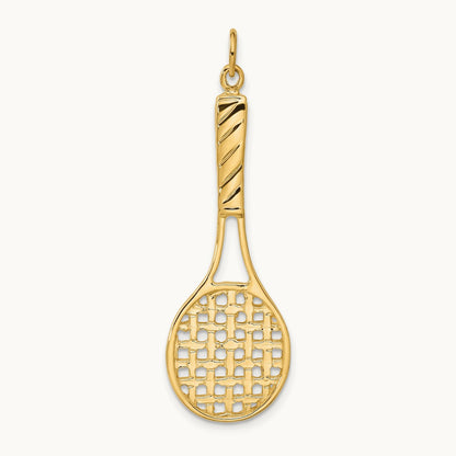 3D Tennis Racquet Pendant, 14K